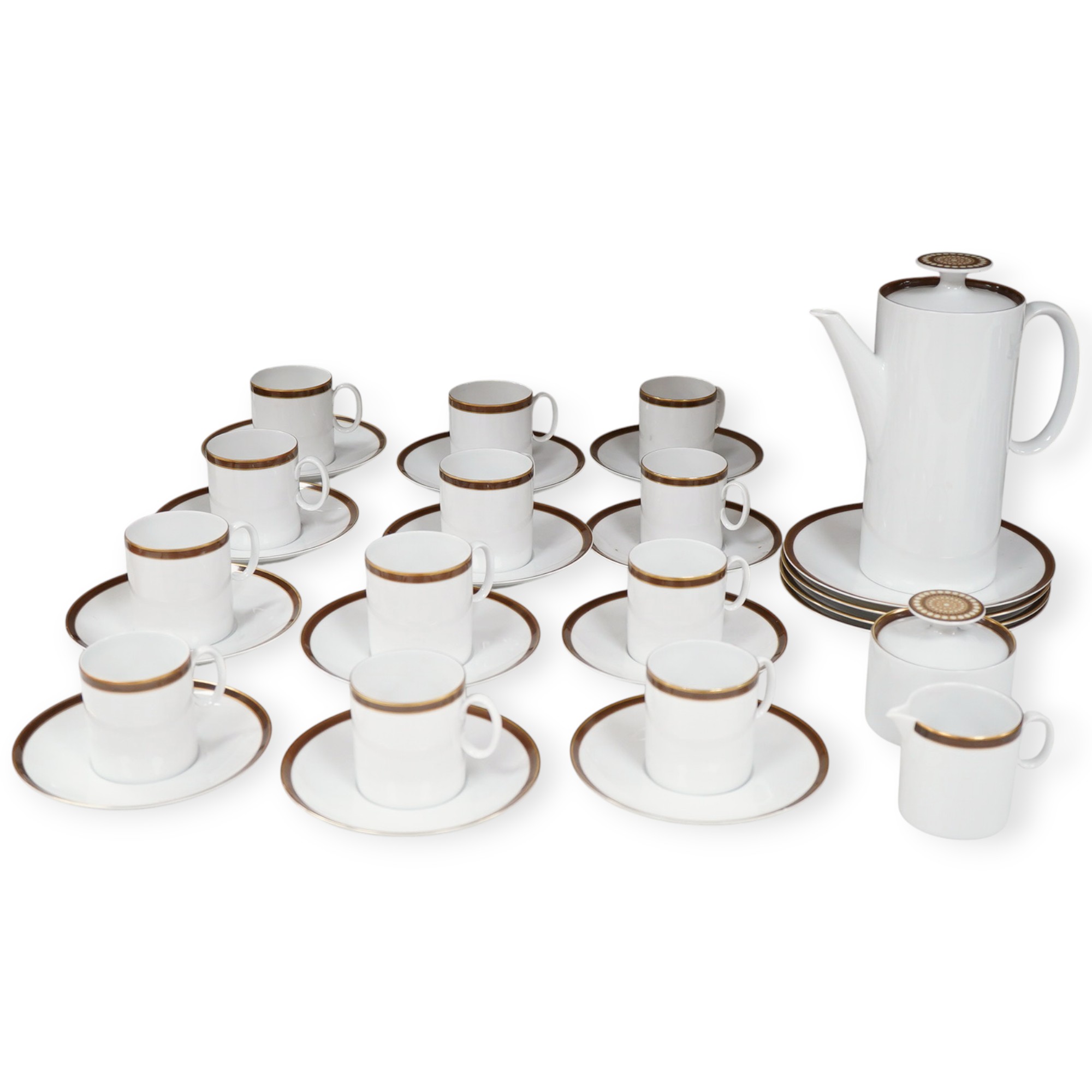 A 1960's-70's Thomas gilt decorated coffee set and tea cups.